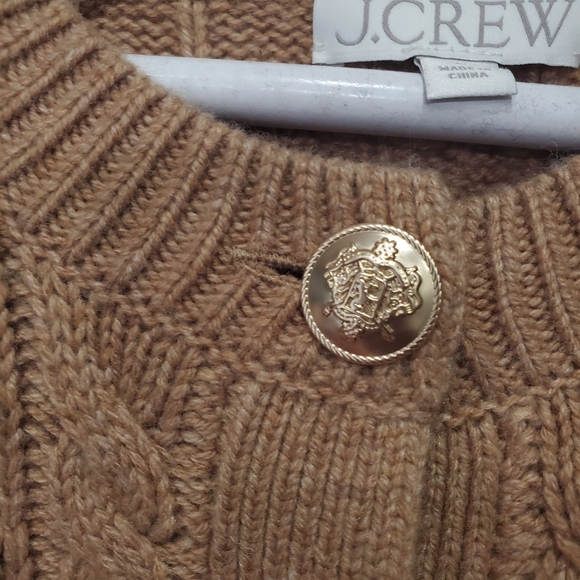 J. Crew Women's Tan Cable Knit Cardigan Size Medium - Picture 3 of 16